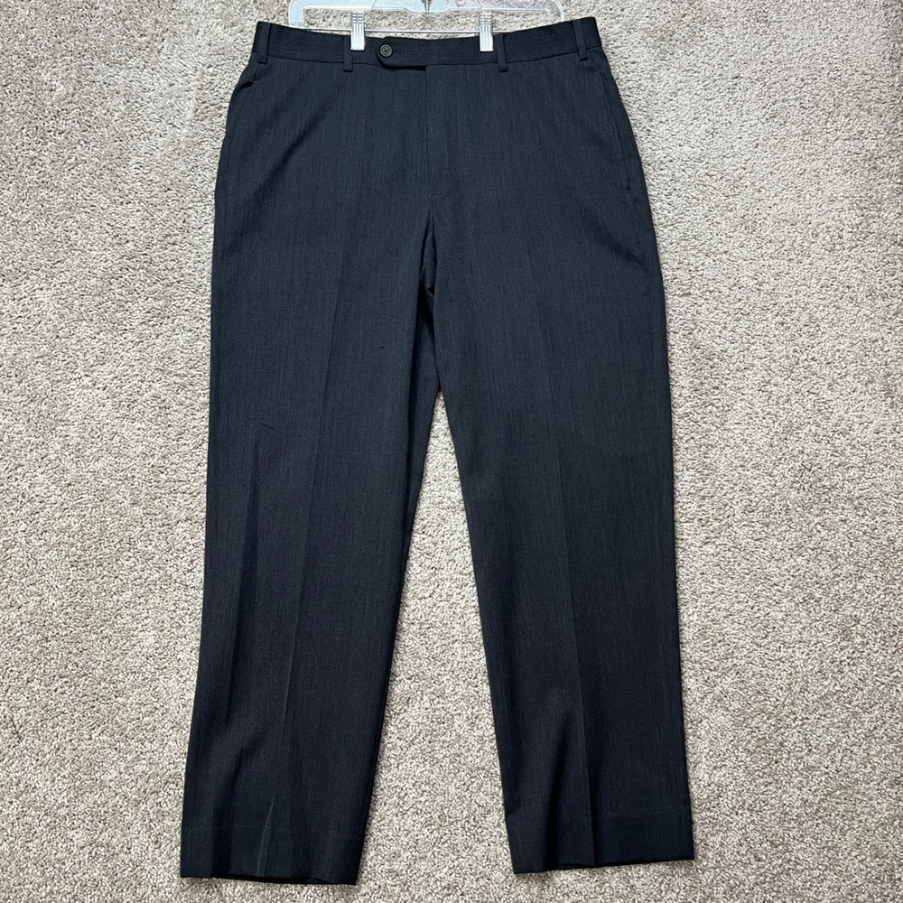 Brooks Brothers Dress Pants Men 35x30 Charcoal Gray Straight Leg Wool Flat Front